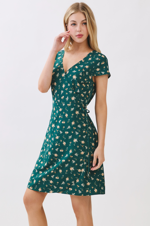 Final Touch Ditsy Floral Wrap Dress