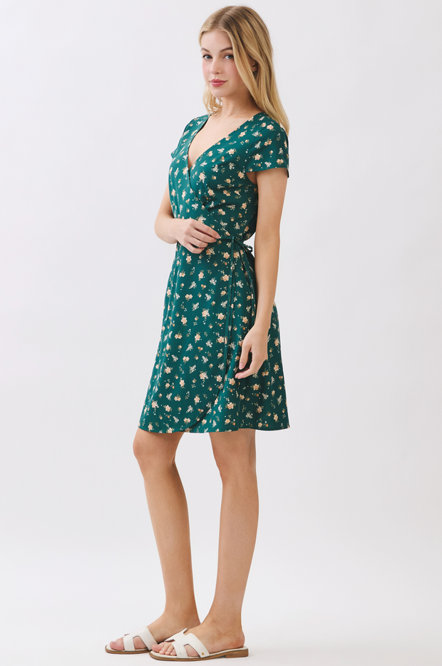 Final Touch Ditsy Floral Wrap Dress