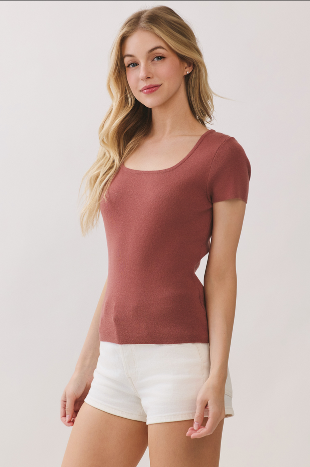 Final Touch Square Neck Knit Tee