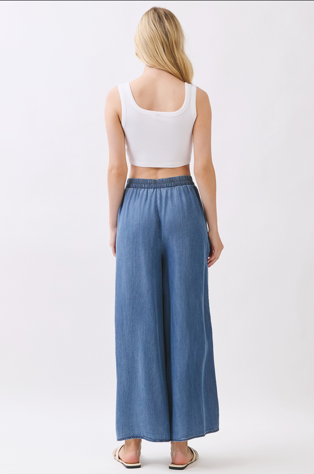 Final Touch Wide Leg Chambray Pants