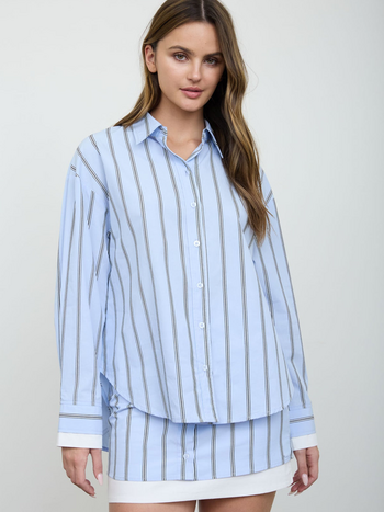 Blu Pepper Contrast Cuff Button Up