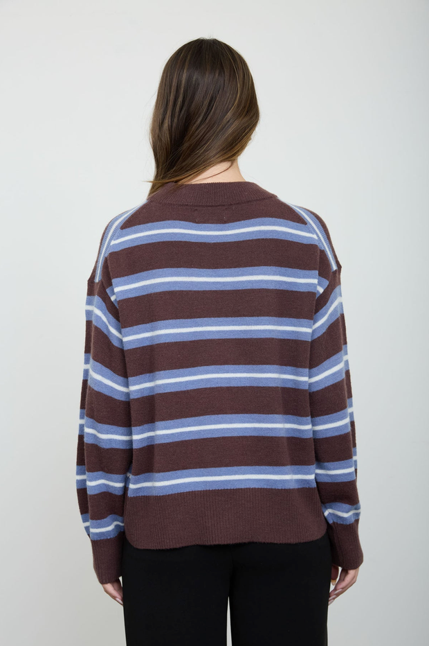 Blu Pepper Double Stripe Crew Sweater