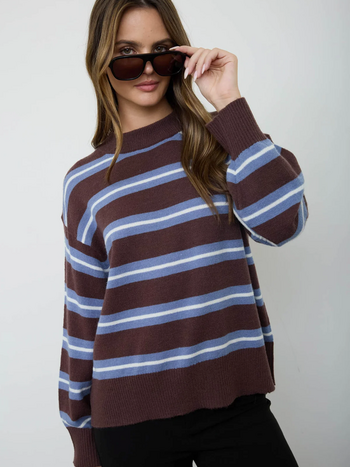 Blu Pepper Double Stripe Crew Sweater