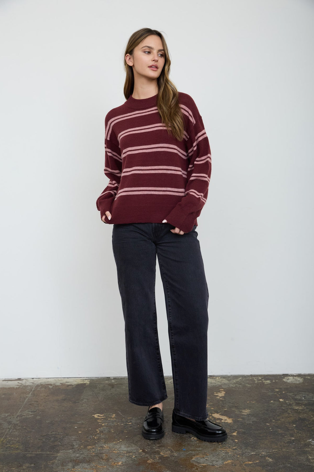 Blu Pepper Double Stripe Crew Sweater