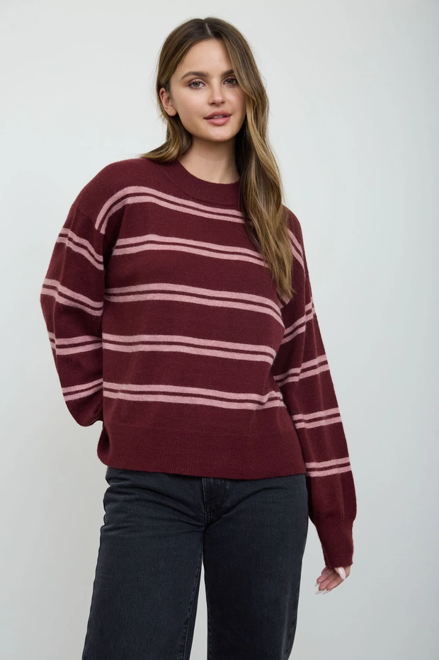 Blu Pepper Double Stripe Crew Sweater