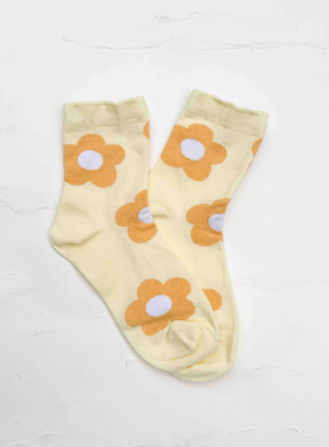 Tiepology Retro Daisy Flower Crew Socks
