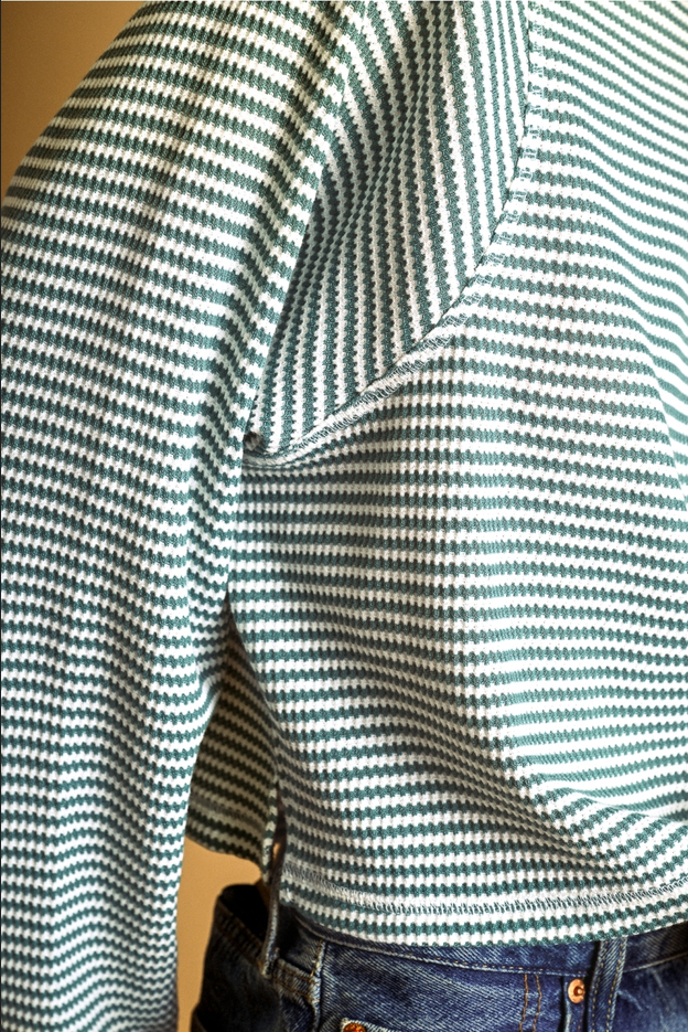 Miou Muse Long Sleeve Striped Waffle Knit
