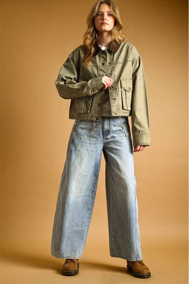 Miou Muse Contrast Collar Barn Jacket