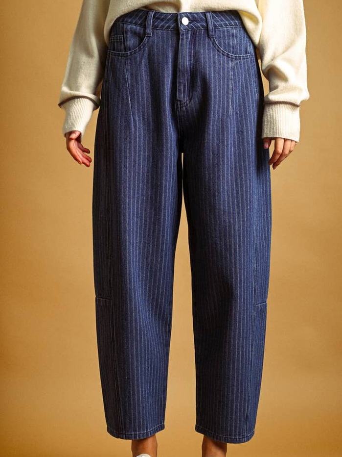 Miou Muse Pinstripe Barrel Jeans