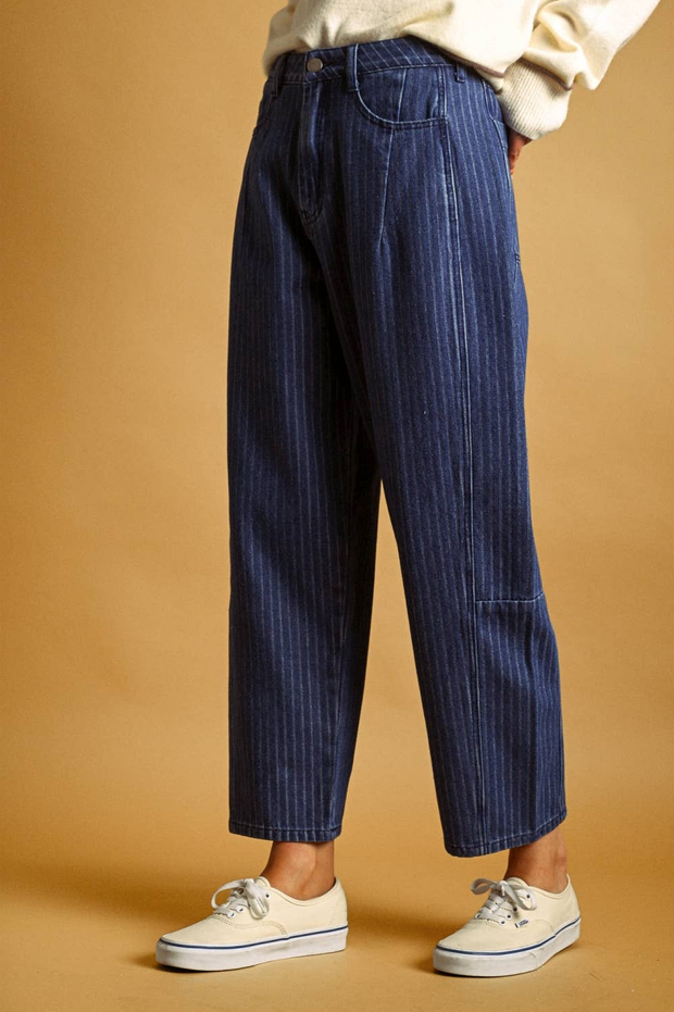 Miou Muse Pinstripe Barrel Jeans