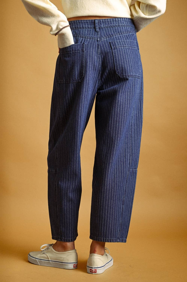 Miou Muse Pinstripe Barrel Jeans