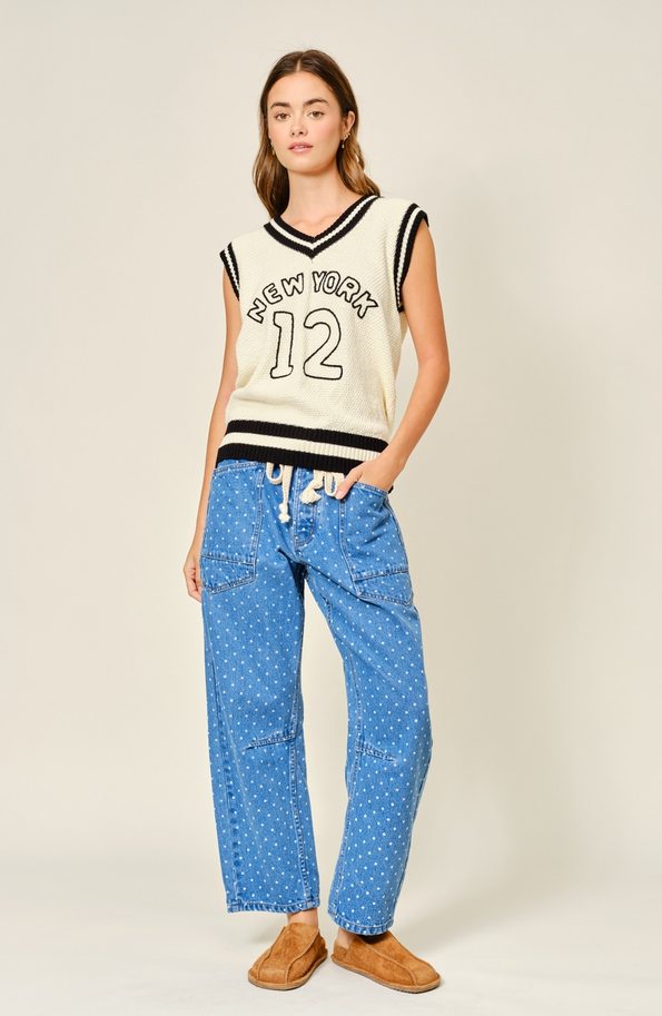 Aaron & Amber Polka Dot Barrel Jeans