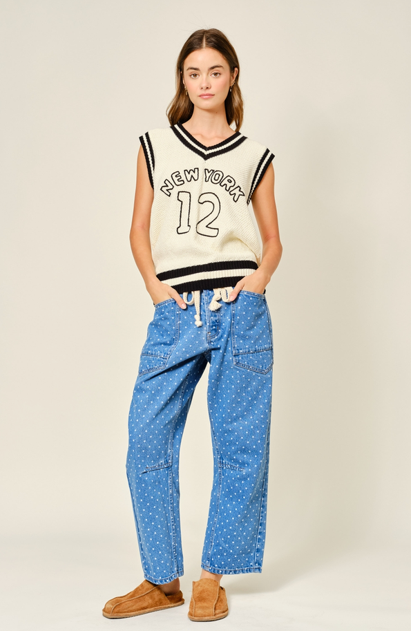Aaron & Amber Polka Dot Barrel Jeans