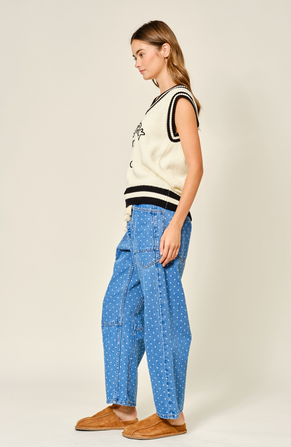 Aaron & Amber Polka Dot Barrel Jeans