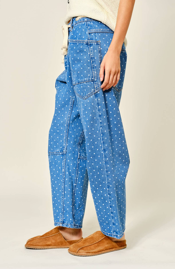 Aaron & Amber Polka Dot Barrel Jeans