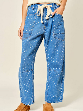 Aaron & Amber Polka Dot Barrel Jeans