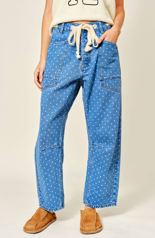 Aaron & Amber Polka Dot Barrel Jeans