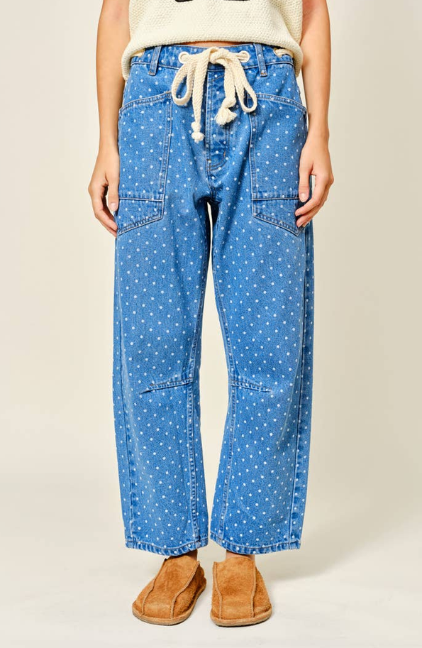 Aaron & Amber Polka Dot Barrel Jeans