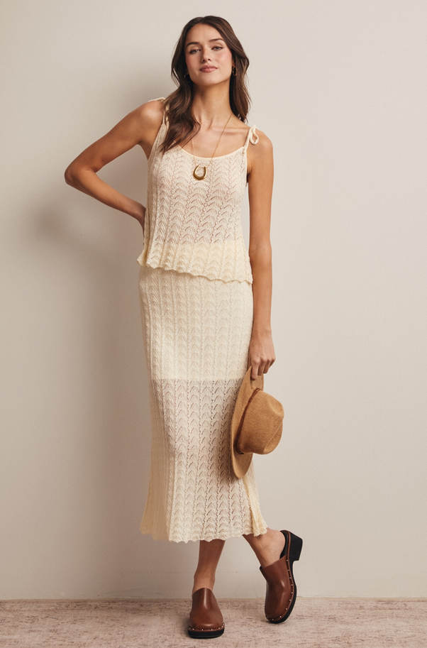 Forte Pointelle Tie Cami