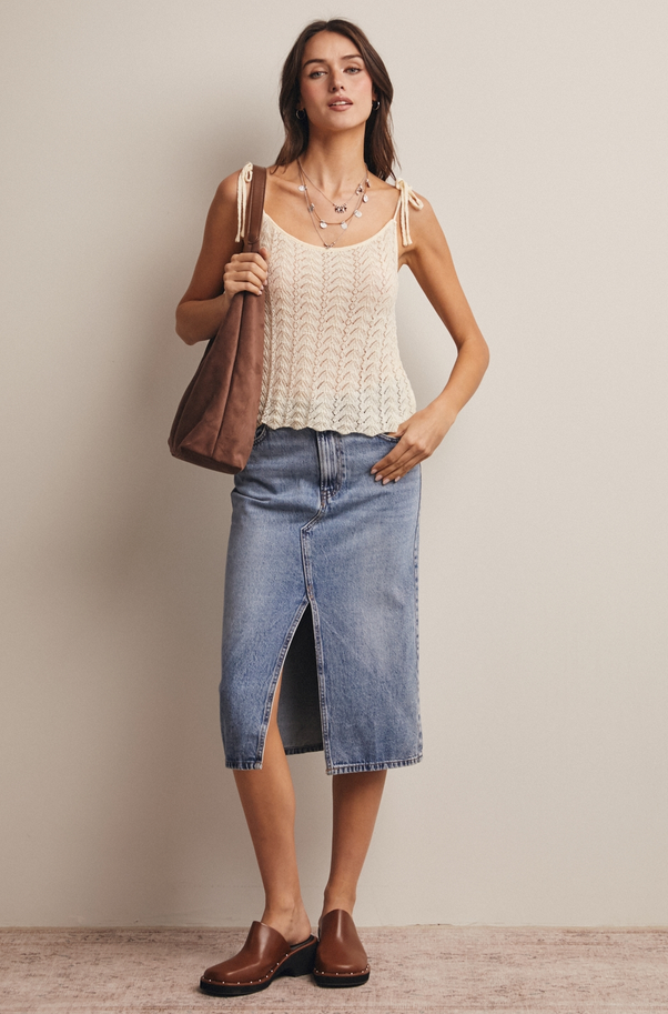 Forte Pointelle Tie Cami