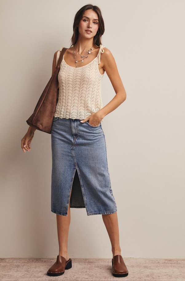 Forte Pointelle Tie Cami