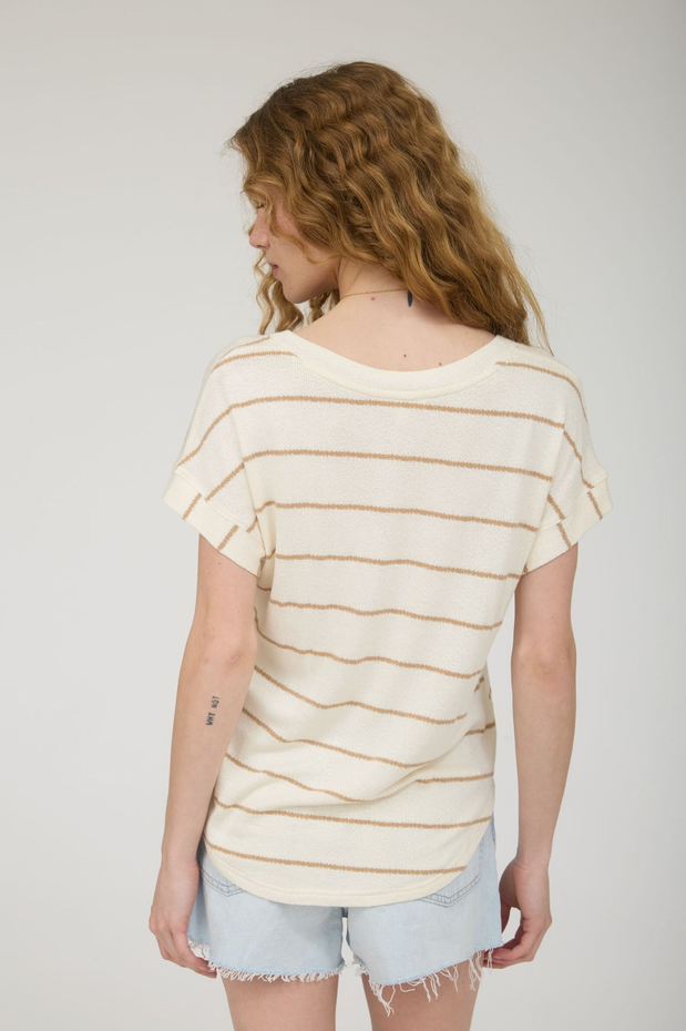 Blu Pepper Striped Knit V-Neck Top
