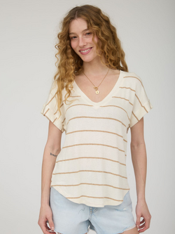 Blu Pepper Striped Knit V-Neck Top