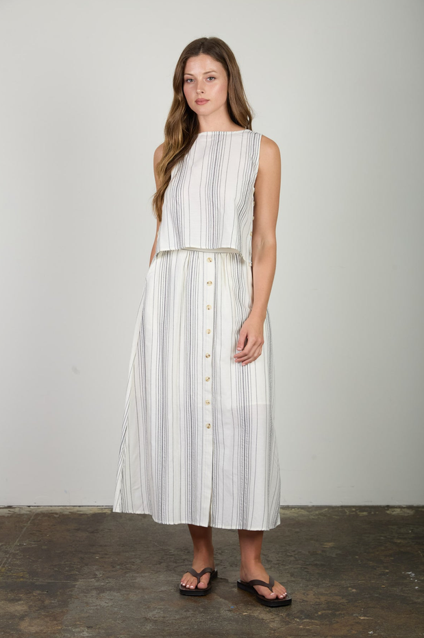 Blu Pepper Side Button Stripe Top
