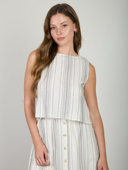 Blu Pepper Side Button Stripe Top