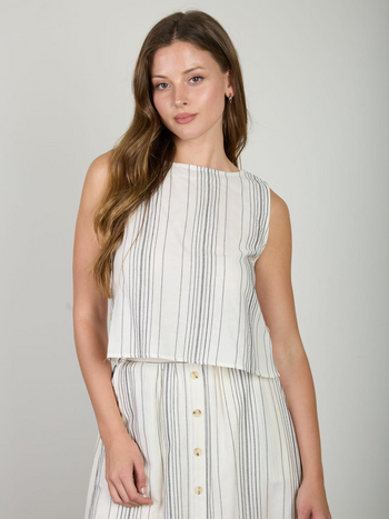 Blu Pepper Side Button Stripe Top