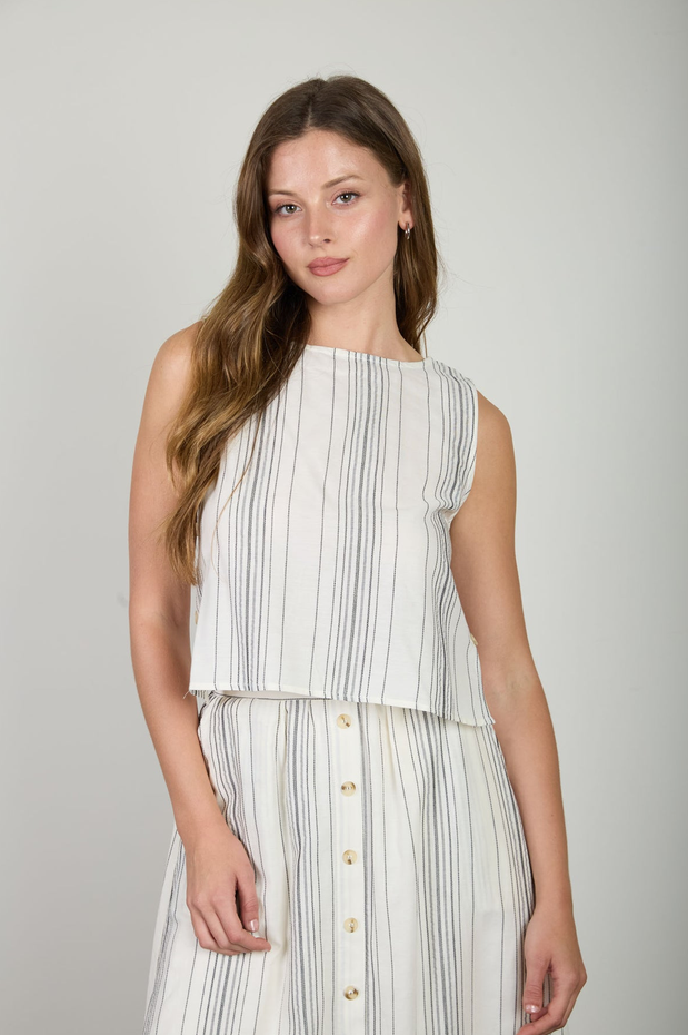 Blu Pepper Side Button Stripe Top