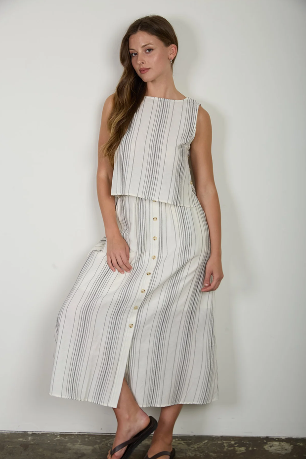 Blu Pepper Side Button Stripe Top