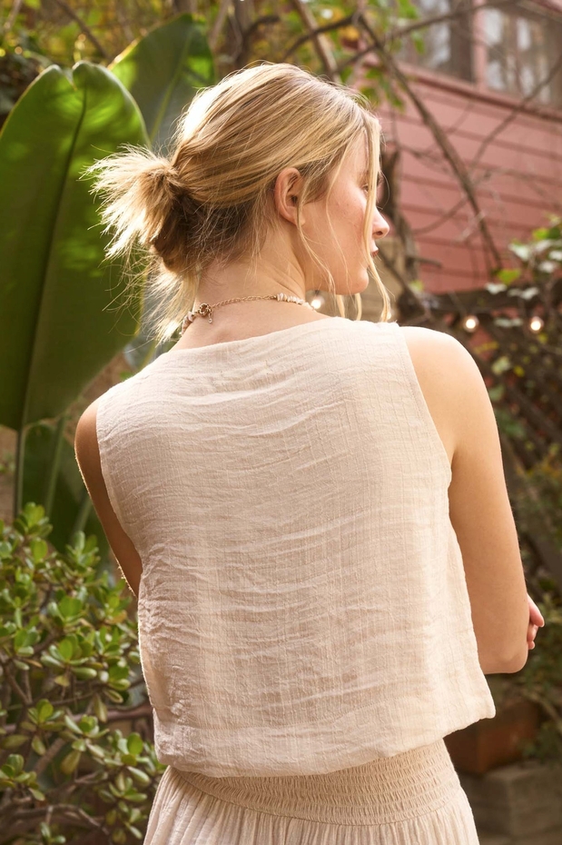 Blu Pepper Silky Sleeveless Button Top