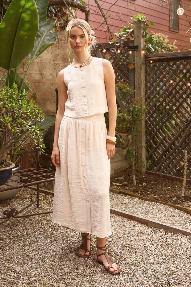 Blu Pepper Silky Sleeveless Button Top