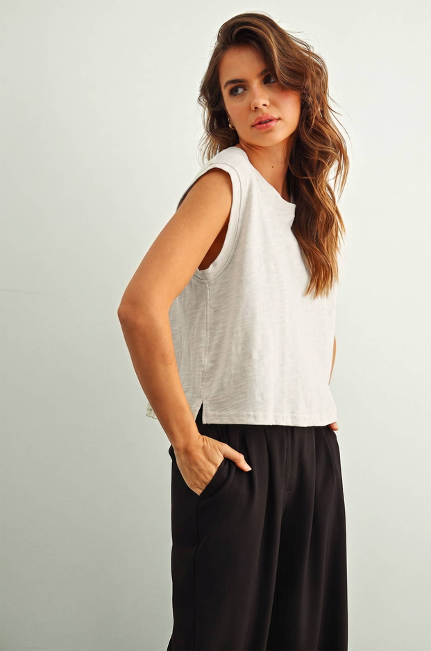 Miou Muse Pleat Back Muscle Tee