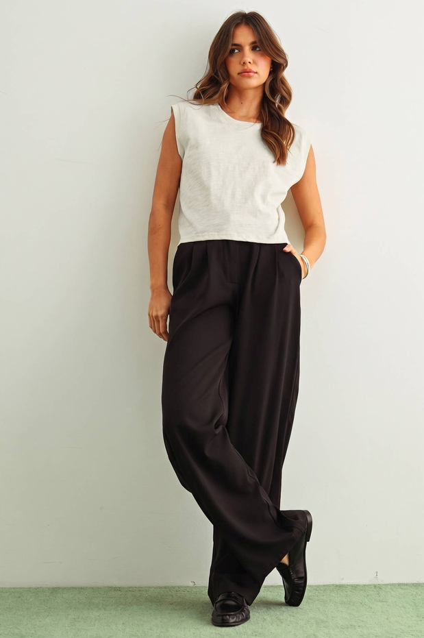 Miou Muse Pleat Back Muscle Tee