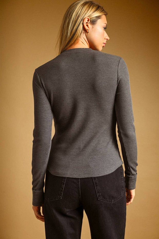 Miou Muse Waffle Snap Henley