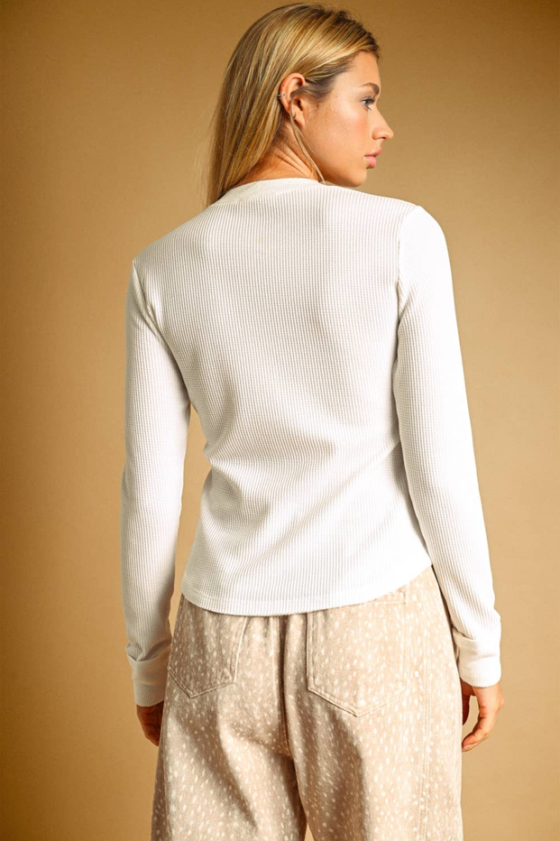 Miou Muse Waffle Snap Henley