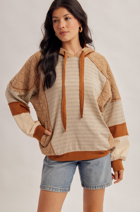 Hem & Thread Mixed Media Hoodie