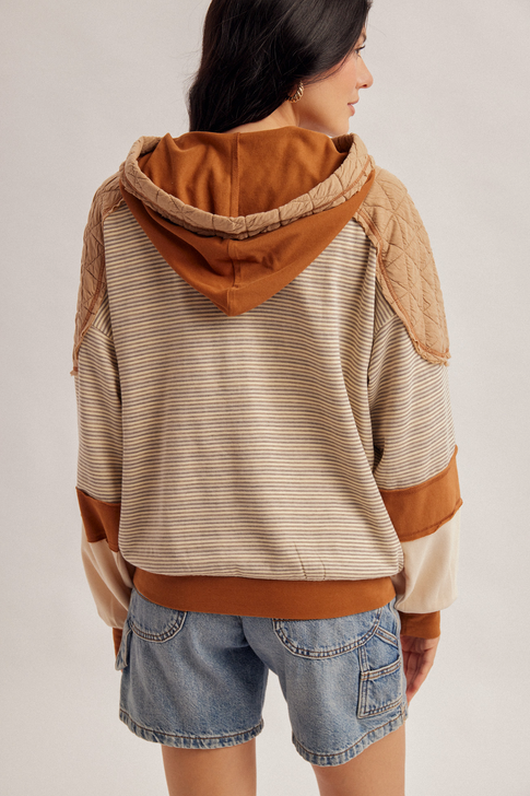 Hem & Thread Mixed Media Hoodie