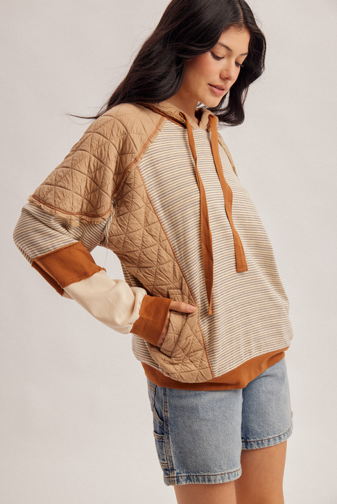 Hem & Thread Mixed Media Hoodie