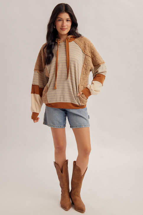 Hem & Thread Mixed Media Hoodie