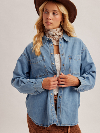 Hem & Thread Snap Up Denim Shirt