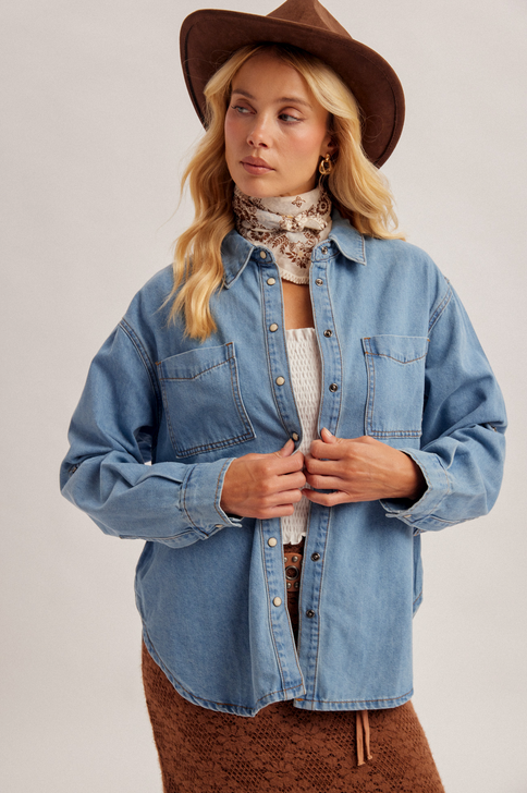 Hem & Thread Snap Up Denim Shirt