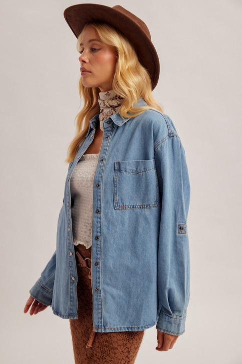 Hem & Thread Snap Up Denim Shirt