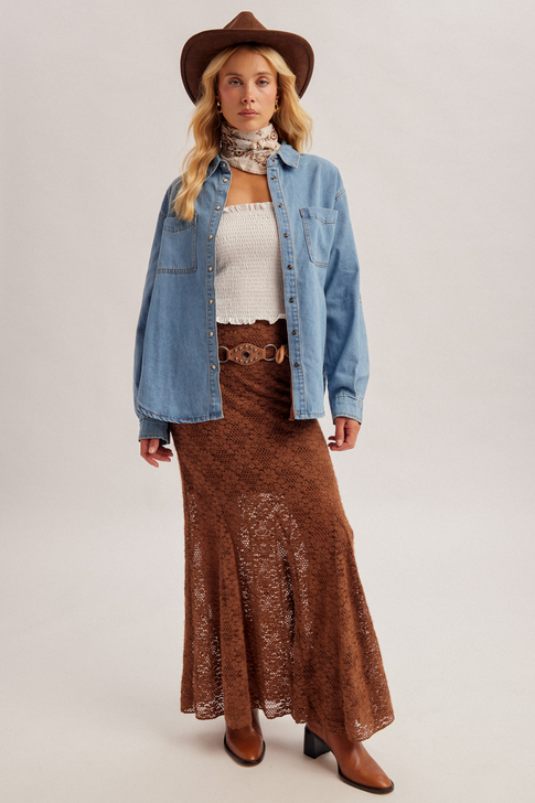 Hem & Thread Snap Up Denim Shirt