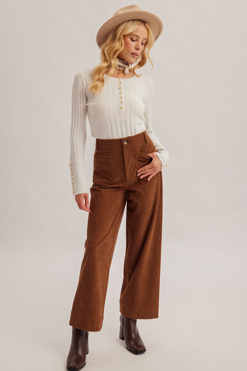 Hem & Thread Patch Pocket Corduroy Pants
