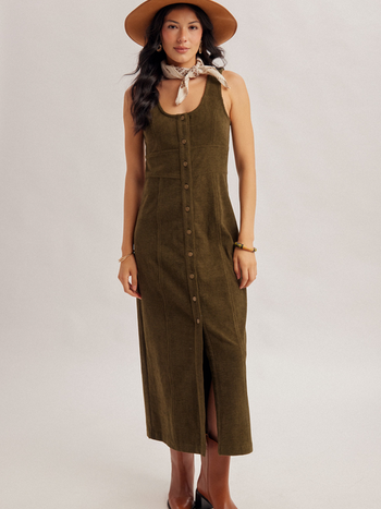 Hem & Thread Buttons and Corduroy Maxi Dress