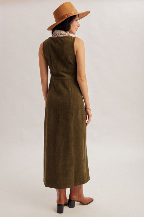 Hem & Thread Buttons and Corduroy Maxi Dress