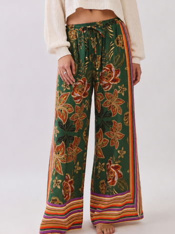 Oddi Wide Leg Border Print Pants
